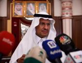 Saudi Energy minister Prince Abdulaziz bin Salman is pictured during a news conference in Jeddah
