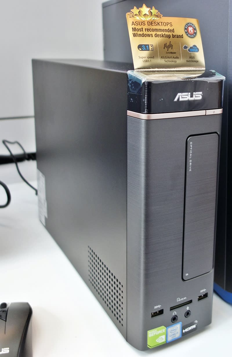 The ASUS K20CD-SG017T is a sleek and stylish-looking desktop PC that is ideal for a typical SOHO setup. It’s powered by the 6th-gen Intel Core i7-6700 CPU, with 8GB of DDR4 RAM. Storage is handled by its a 128GB SSD, and a 1TB HDD. It sports a discrete NVIDIA GeForce GT 730 graphics card, and runs on Windows 10 Home (64-bit). It retails at $1,298, and ships with a wireless keyboard and mouse bundle. As a Comex show special, the free gifts include a 6-month free Data Shield protection package, a Strontium 64GB microSD card (worth $45), and 100GB ASUS WebStorage that is valid for 1 year.