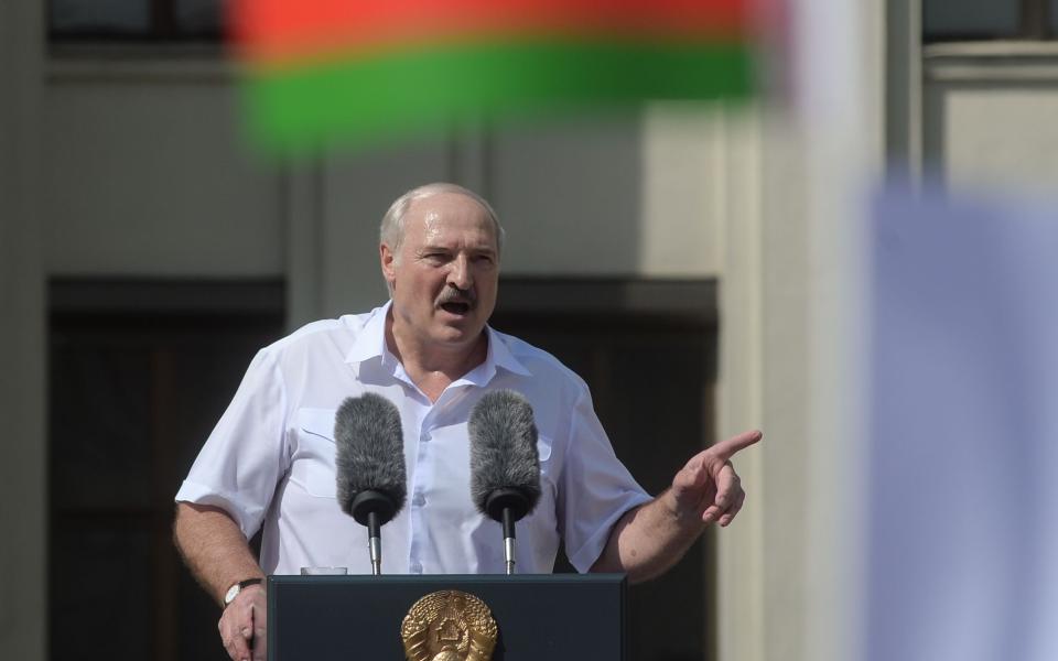 Alexander Lukashenko held a rally with supporters, who were reportedly bused in from all over Belarus - YAUHEN YERCHAK/EPA-EFE/Shutterstock /Shutterstock