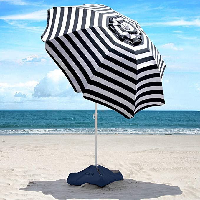 13) Heavy Duty Windproof Tilt Portable Umbrella with Sand Anchor