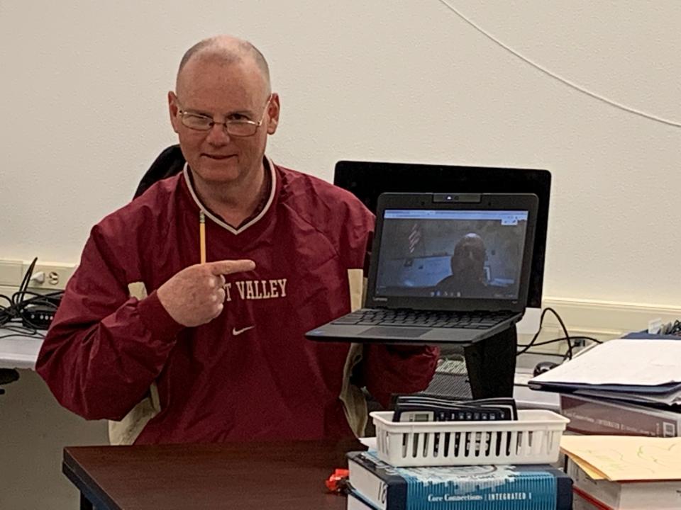 David Fairley, a math teacher from West Valley High School, at a workshop held in 2020 to help teachers develop distance education courses. For a time, California's K-12 education efforts moved online amid coronavirus concerns.