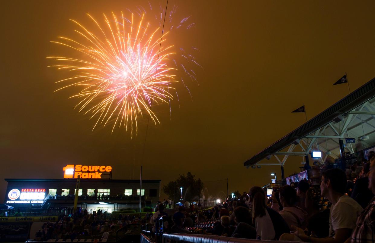 Fans watch fireworks at Four Winds Field in 2017 and fans can enjoy fireworks after the July 4 game against the Timber Rattlers this year.