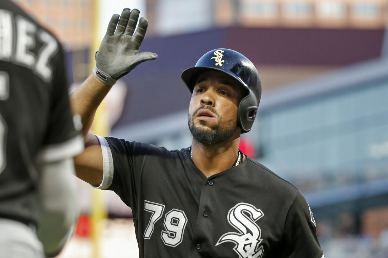 Longtime White Sox first baseman Jose Abreu is reportedly joining the World Series champion Astros on a three-year deal. (AP Photo/Bruce Kluckhohn)