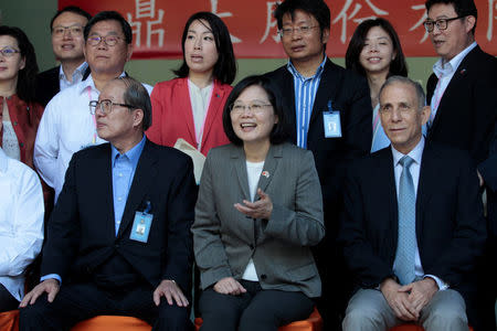 Taiwan's President Tsai Ing-wen gestures during a visit to textile industrial park in Managua, Nicaragua January 10, 2017. REUTERS/Oswaldo Rivas