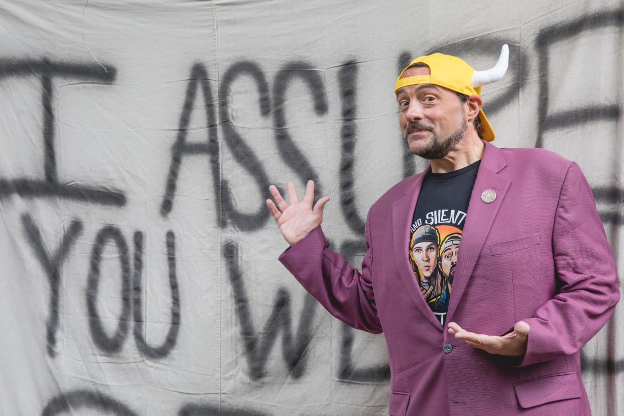 AUSTIN, TEXAS - MAY 10: Actor/filmmaker Kevin Smith attends the grand opening of Mooby's Austin, the fictional fast food restaurant pop-up from his View Askewniverse, at 3TEN ACL Live on May 10, 2021 in Austin, Texas. (Photo by Rick Kern/WireImage)