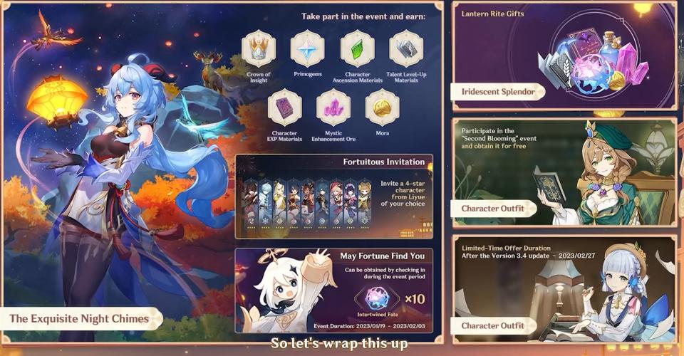 Genshin Impact version 3.4 will have many events that give tons of rewards, including Primogems, free Intertwined Fates, the new Lisa skin, and more. (Screenshot courtesy of HoYoverse)