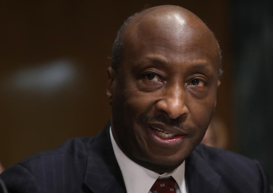 WASHINGTON, DC - FEBRUARY 26: Kenneth C. Frazier, chairman and CEO of Merck & Co. Inc., testifies before the Senate Finance Committee on "Drug Pricing in America: A Prescription for Change, Part II" February 26, 2019 in Washington, DC. The committee heard testimony from a panel of pharmaceutical company CEOs on the reasons for rising costs of prescription drugs.  (Photo by Win McNamee/Getty Images)