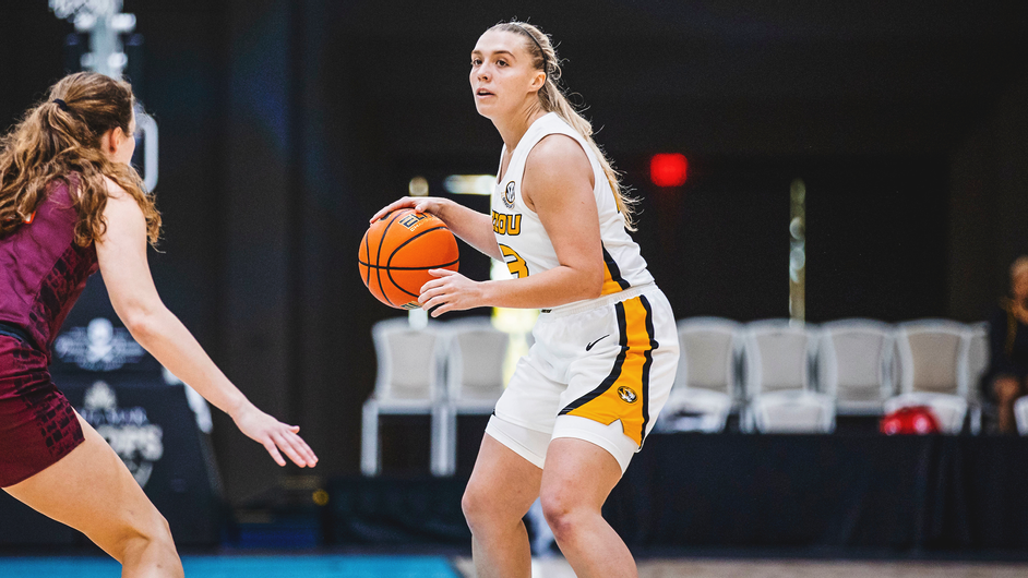 Missouri guard Haley Troup surveys the court on Nov. 23, 2022, during a 73-57 loss to No. 11 Virginia Tech in Nassau, Bahamas.