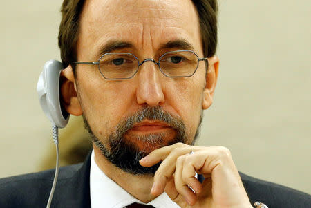 United Nations High Commissioner for Human Rights Zeid Ra'ad Al Hussein attends the Human Rights Council in Geneva, Switzerland June 6, 2017. REUTERS/Denis Balibouse