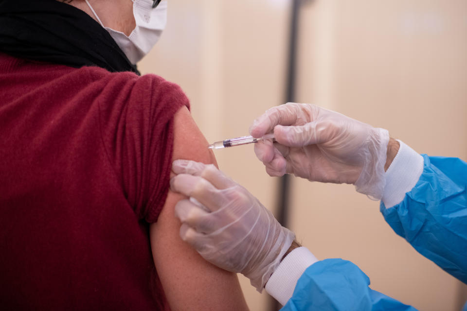 The San Giusepe Multimedica Hospital has set up a temporary vaccination presidium at the Museum of Science and Technology Leonardo da Vinci for the administration of flu vaccines. Milan (Italy), November 3rd, 2020 (Photo by Matteo Rossetti/Mondadori Portfolio/Sipa USA)