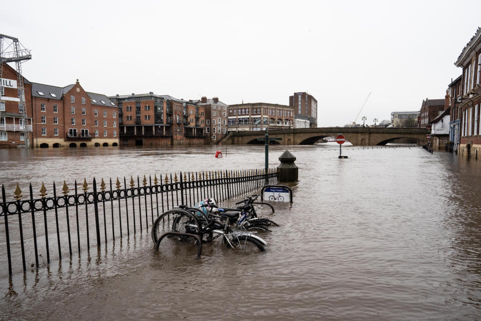 York was left flooded as the River Ouse continued to rise.