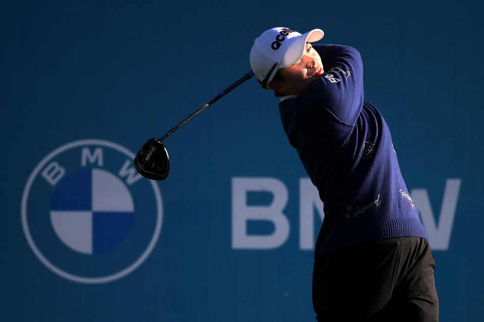 Eun-Hee Ji of South Korea plays her shot from the first tee during the final round of the BMW Ladies Championship on the Seowon Hills course at Seowon Valley Country Club on October 22, 2023 in Gyeonggi-do, South Korea. (Photo by Chung Sung-Jun/Getty Images)