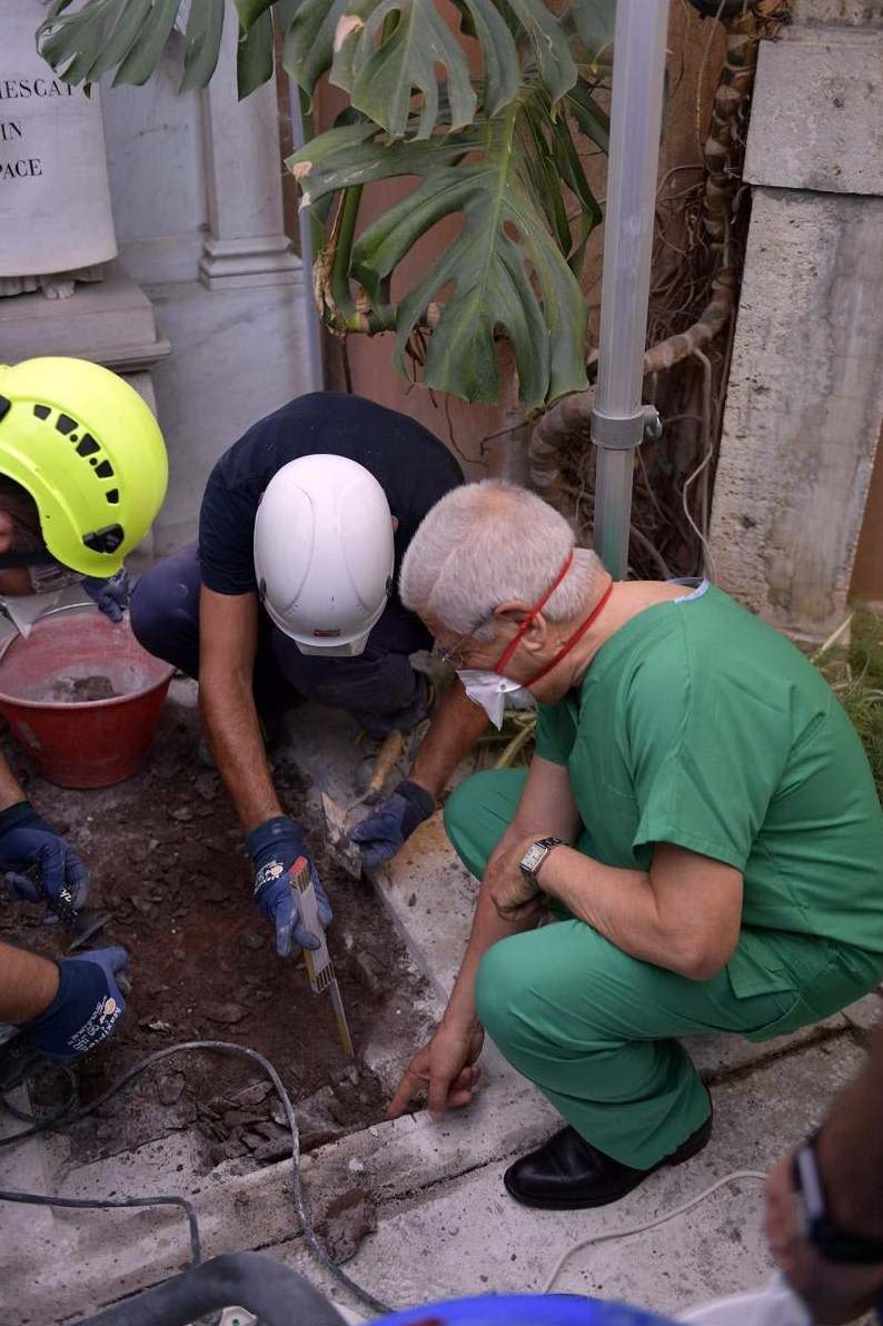 Investigators open two tombs at the Teutonic Cemetery in relation to the investigations into the case of Emanuela Orlandi (EPA)