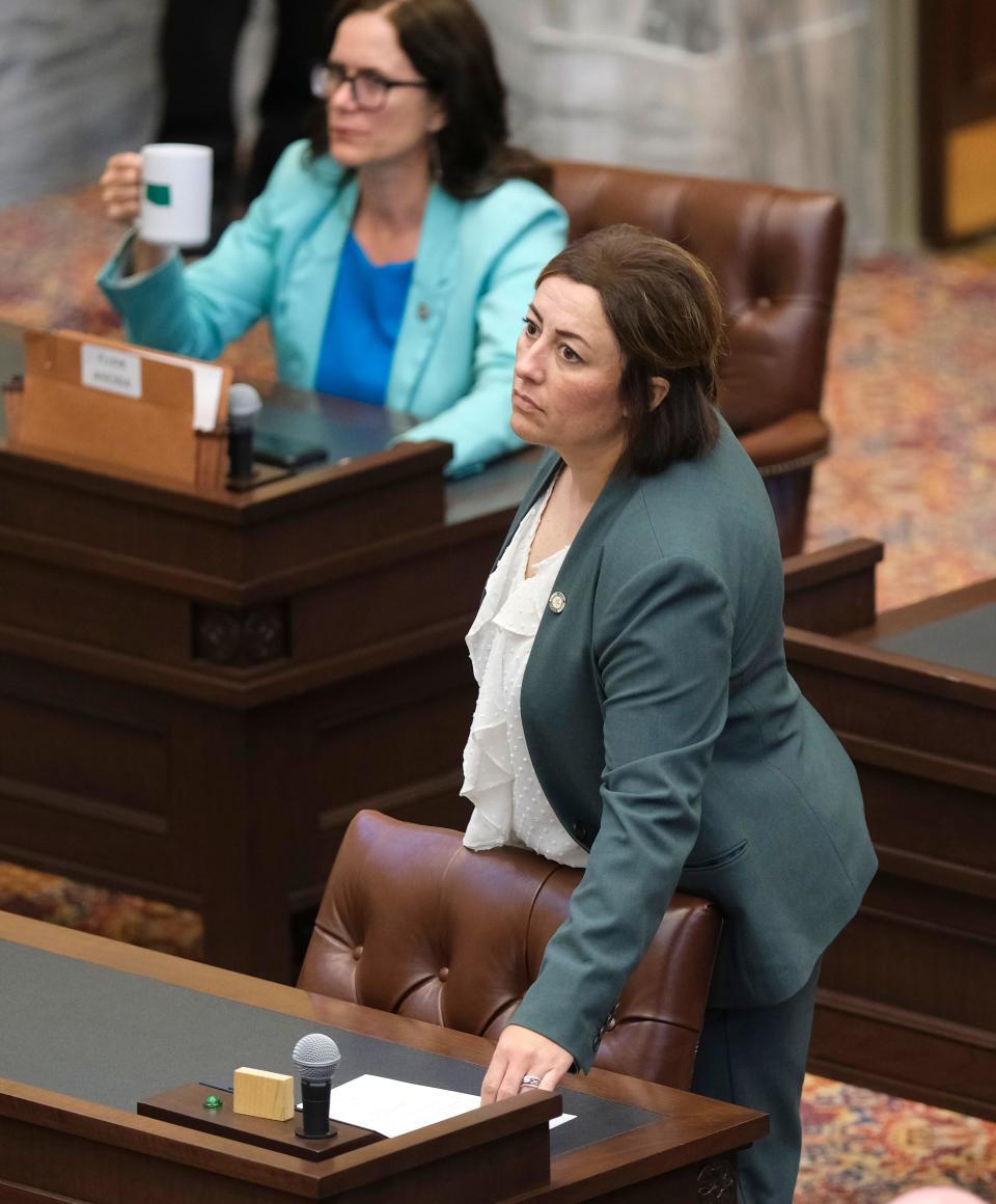 Sen. Jessica Garvin votes during a special session of the Oklahoma Senate in July.