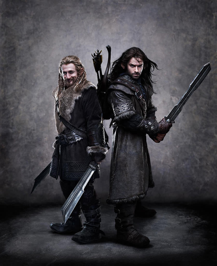 Dean O'Gorman and <a href="http://movies.yahoo.com/movie/contributor/1810184095" data-ylk="slk:Aidan Turner;elm:context_link;itc:0;sec:content-canvas" class="link ">Aidan Turner</a> in New Line Cinema's <a href="http://movies.yahoo.com/movie/1809971801/info" data-ylk="slk:The Hobbit: An Unexpected Journey;elm:context_link;itc:0;sec:content-canvas" class="link ">The Hobbit: An Unexpected Journey</a> - 2012