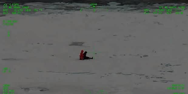 Emergency crews were called to Cyprus Lake Road at Bruce Peninsula National Park near Tobermory, Ont., at around 2:30 p.m. after hearing from a pair of hikers who got lost, walked off the trail and ended up on a piece of ice that broke off from the shore. (@OPP_WR/Twitter - image credit)