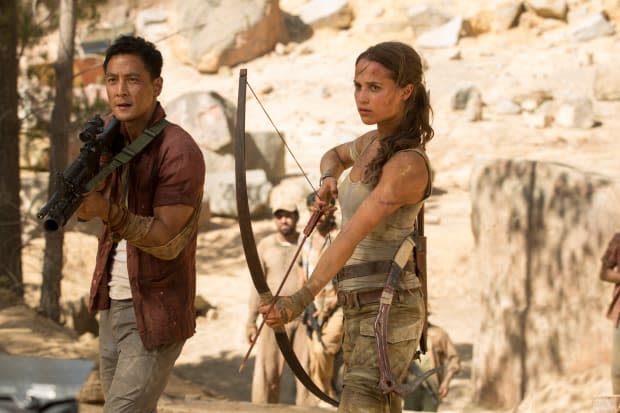 Daniel Wu and Alicia Vikander in "Tomb Raider" (2018)<p>Warner Bros./MGM</p>