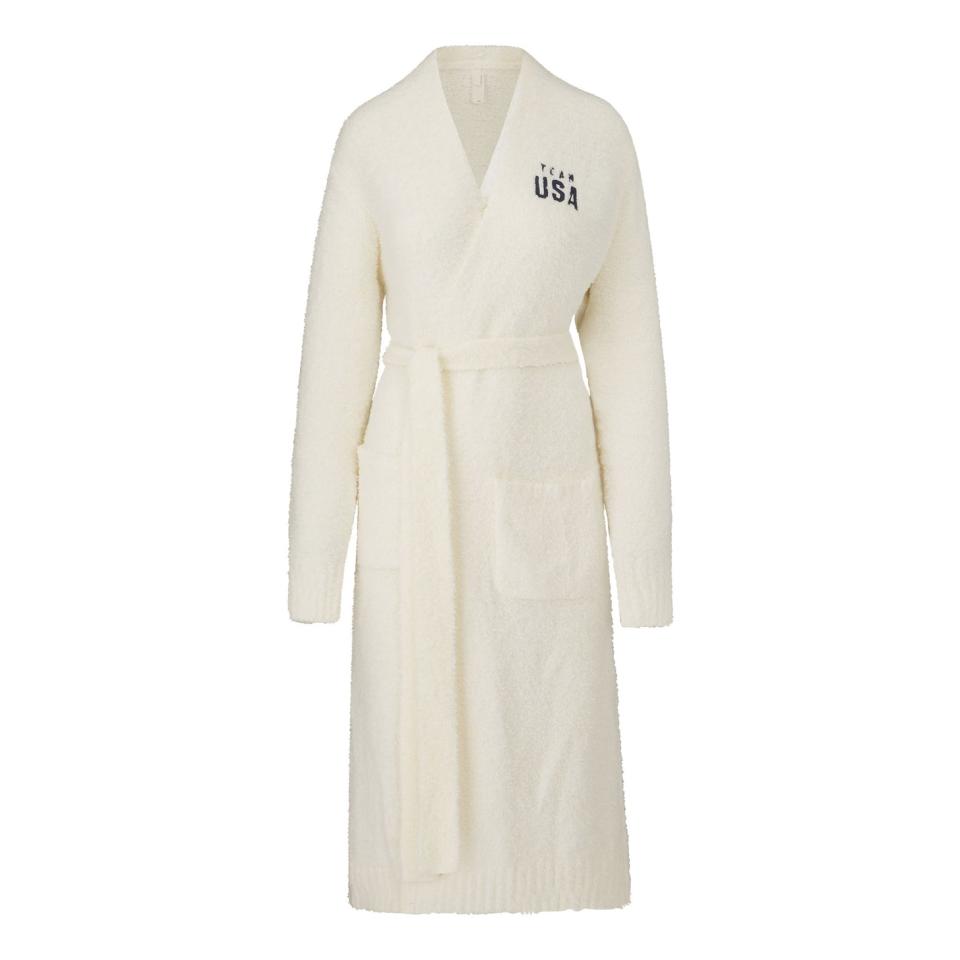 Skims Olympics Capsule Cozy Knit Robe White