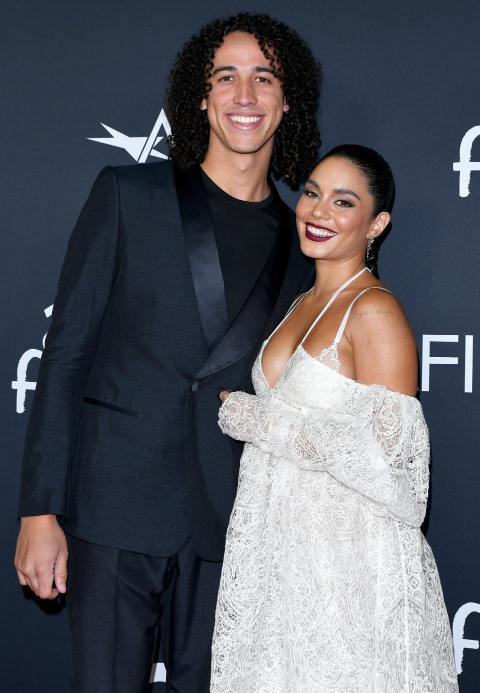 Cole Tucker and Vanessa Hudgens attend the 2021 AFI Fest - Opening Night Gala Premiere of Netflix's "tick, tick…BOOM" at TCL Chinese Theatre on November 10, 2021 in Hollywood, California