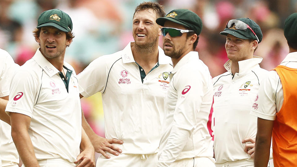 James Pattinson, pictured here after his wicket ball to Glenn Phillips was ruled a no ball.