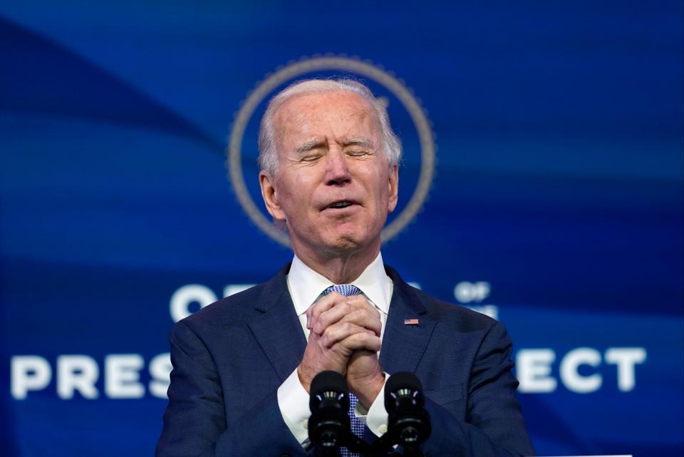 Joe Biden urged Mr Trump to ‘step up’ and call for an end to the chaosAP