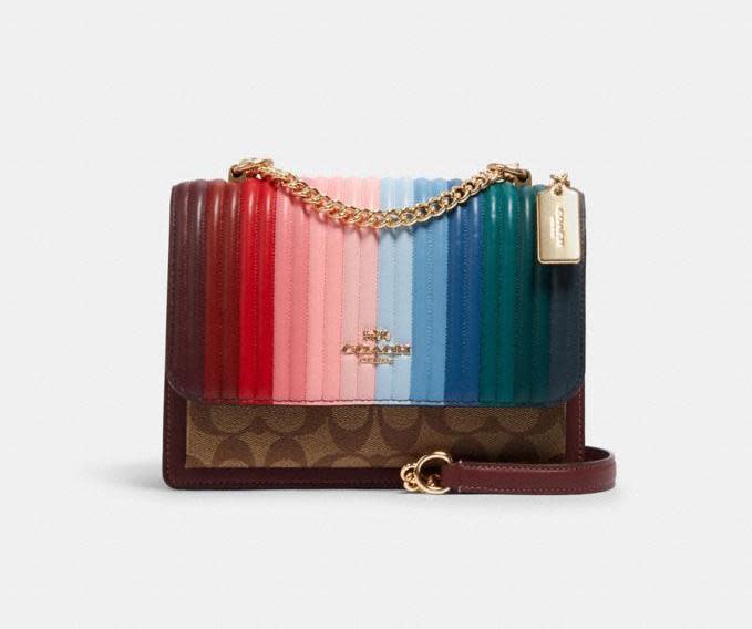 Klare Crossbody With Rainbow Linear Quilting. Image via Coach Outlet.