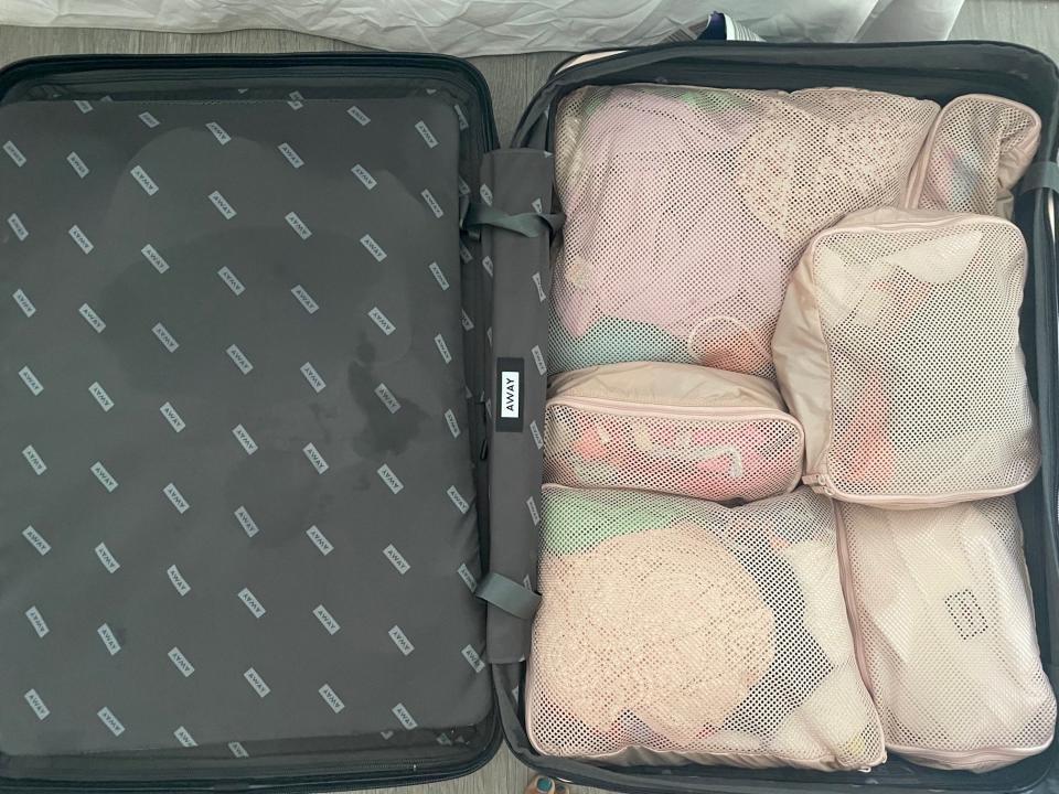 Anneta's Away suitcase with packing cubes