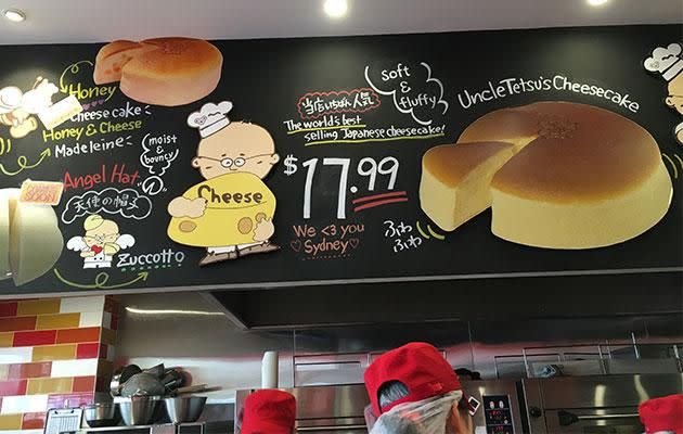 The famous cheesecake costs $17.99. Photo: Yahoo7 Be