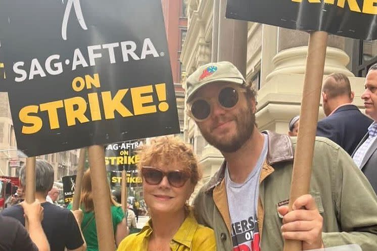 <p>Susan Sarandon/Instagram</p> Susan Sarandon and her son Jack Henry Robbins in her Instagram Story July 19, 2023