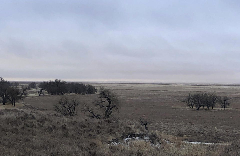In this Dec. 27, 2019, photo, the site that was once home to a Native American village is shown at the Sand Creek Massacre National Historic Site in Eads, Colo. This quiet piece of land tucked away in rural southeastern Colorado seeks to honor the 230 peaceful Cheyenne and Arapaho tribe members who were slaughtered by the U.S. Army in 1864. It was one of worst mass murders in U.S. history. (AP Photo/Russell Contreras)