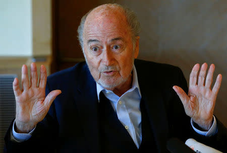 Former FIFA President Sepp Blatter gestures during an interview in Zurich, Switzerland April 21, 2017. REUTERS/Arnd Wiegmann