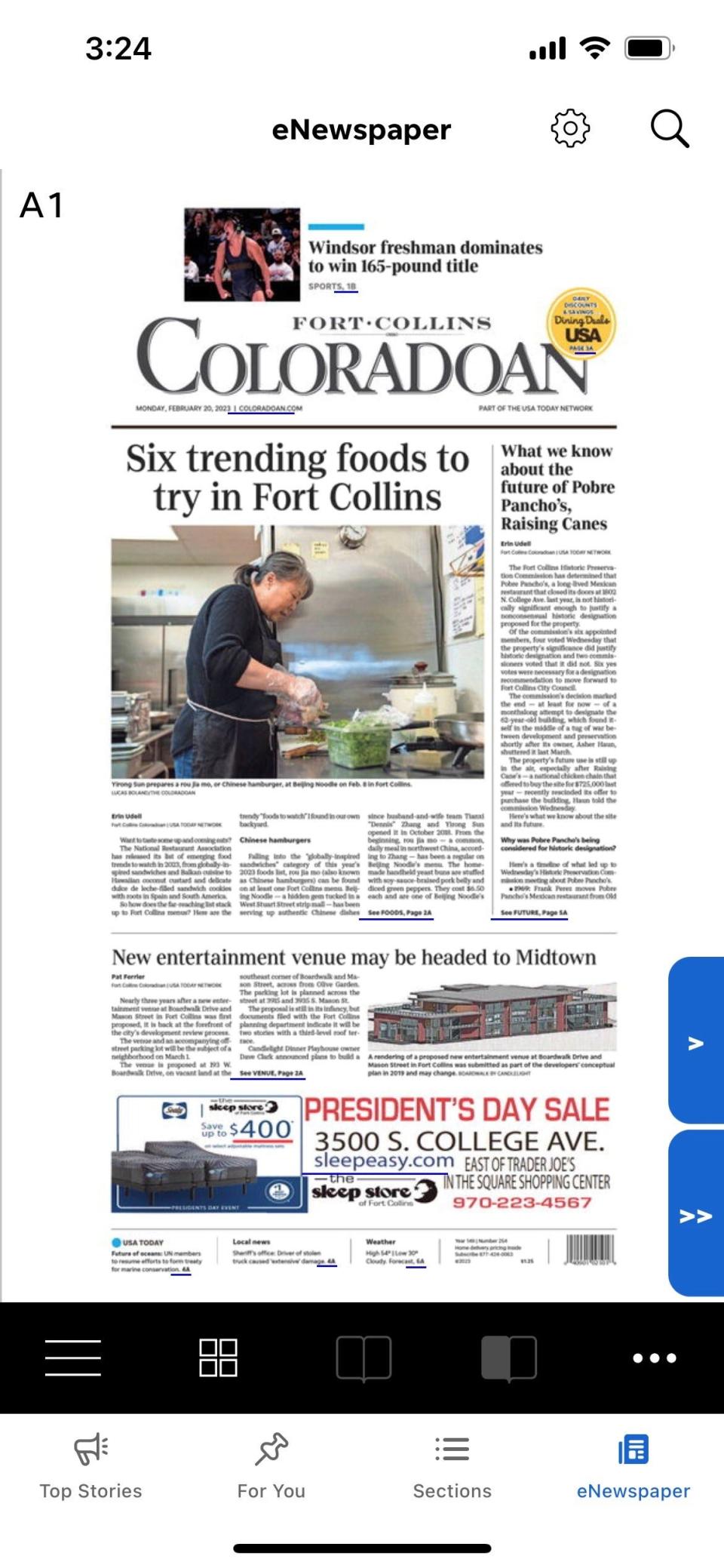 The Coloradoan app for Apple and Android devices now includes access to the eNewspaper digital replica of the daily Coloradoan print edition.