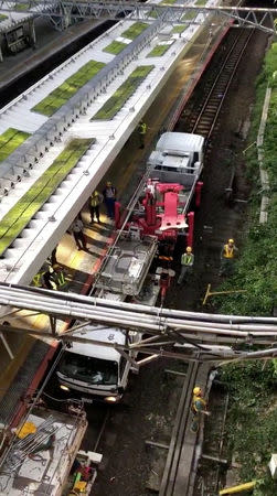 Structural damage is seen at Yotsuya Station in Shinjuku, Tokyo, Japan October 1, 2018 in this still image from video from social media. TWITTER @JMARU3/via REUTERS