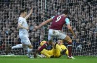 Football Soccer - West Ham United v Liverpool - Barclays Premier League - Upton Park - 2/1/16 West Ham's Andy Carroll shoots at goal Reuters / Toby Melville Livepic