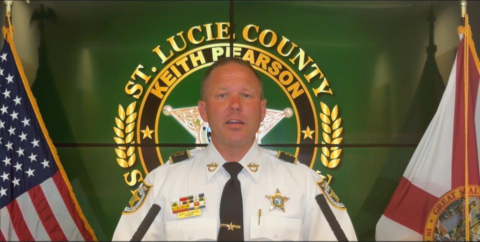 St. Lucie County Sheriff Keith Pearson announces the arrest of Deputy Randy Walker on May 31.