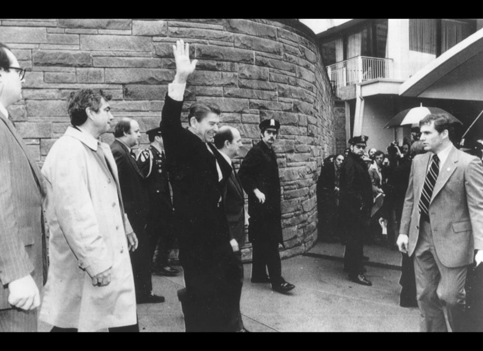 "Honey, I forgot to duck."    Reagan spoke the words to his wife after being shot in 1981 by John Hinckley, Jr. Arriving at the hospital prior to surgery, the former president reportedly quipped to doctors, "Please tell me you're Republicans."     <a href="http://www.time.com/time/columnist/corliss/article/0,9565,653687,00.html" target="_hplink">(TIME,</a> <a href="http://old.nationalreview.com/comment/dsouza200406080824.asp" target="_hplink"><em>National Review</em>)</a>