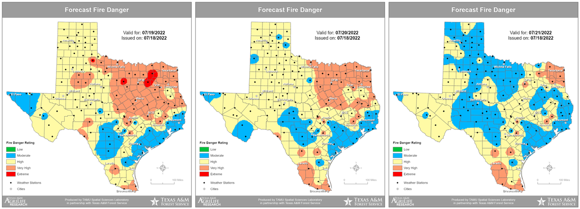 Texas A&M Forest Service firefighters since Friday have responded to 38 new wildfires that burned almost 2,612 acres.