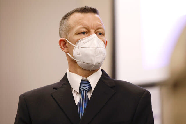 Paul Flores listens during his murder trial in Monterey County Superior Court in Salinas, Calif.,