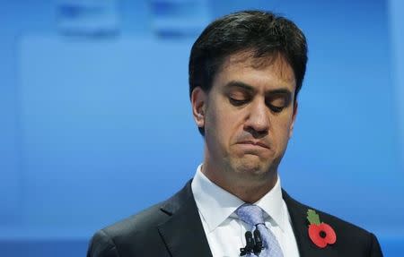 Labour Party leader Ed Miliband speaks at the Confederation of British Industry (CBI) annual conference in London November 10, 2014. REUTERS/Suzanne Plunkett