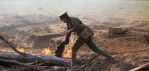 Filming Symons' fire-fighting scene required precision work by the stunt team.