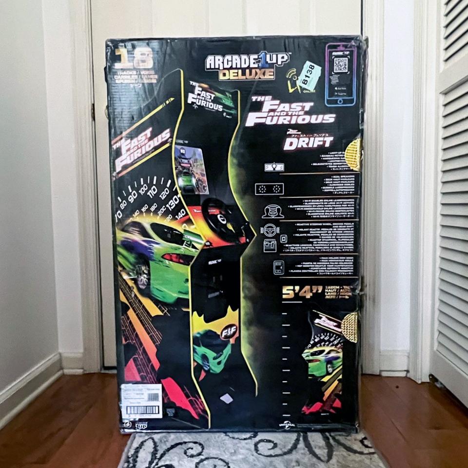 arcade1 up machine inside of its packaging