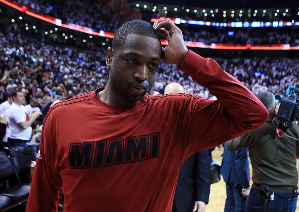 Dwyane Wade walks off the court after the Toronto Raptors beat the Miami Heat in Game 7 of the 2016 Eastern Conference Semifinals. (Getty Images)