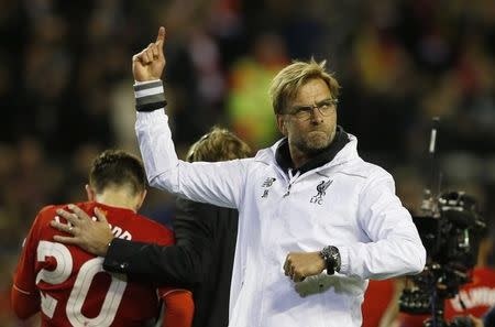 Liverpool manager Juergen Klopp celebrates after the game Reuters / Phil Noble Livepic