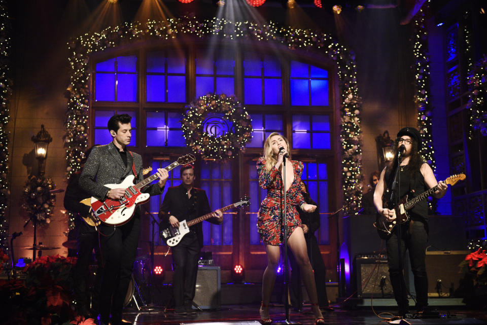 Ronson and Cyrus performed on "Saturday Night Live" on Dec. 15, 2018. (Photo: NBC via Getty Images)