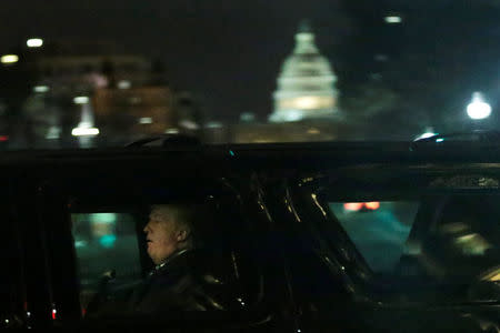 U.S. President Donald Trump leaves after a dinner at Trump International Hotel in Washington, U.S., March 25, 2017. REUTERS/Yuri Gripas