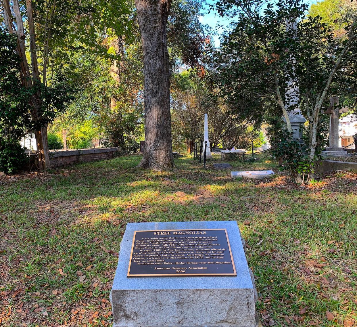 A plaque marks Shelby’s funeral site in the movie.