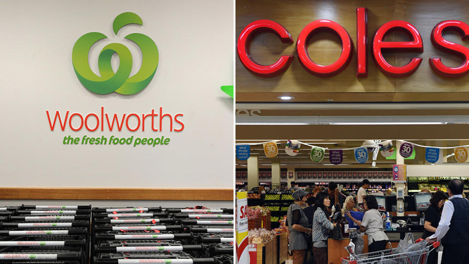 Pictures of Woolworths and Coles stores