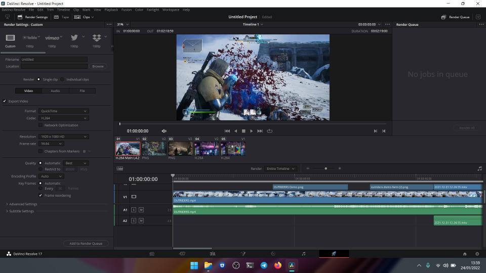 Davinci Resolve running on Windows 11