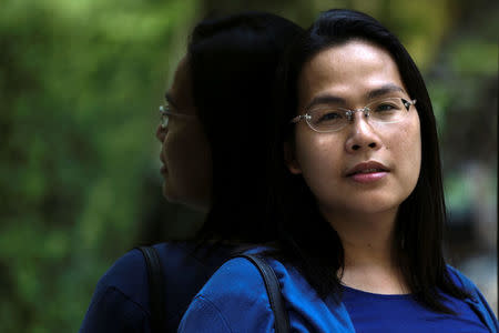 Nada Chaiyajit, a Thai transgender activist, 37, poses during an interview with the Thomson Reuters Foundation at a hotel in Bangkok, Thailand, November 28, 2016. Picture taken November 28, 2016. REUTERS/Athit Perawongmetha