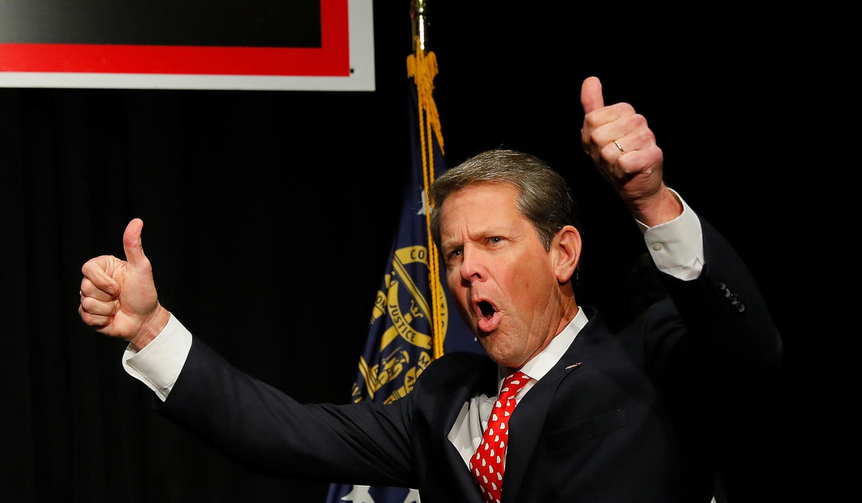 <span class="s1">Republican Brian Kemp at an election night event at the Classic Center in Athens, Ga. (Photo: Kevin C. Cox/Getty Images)</span>